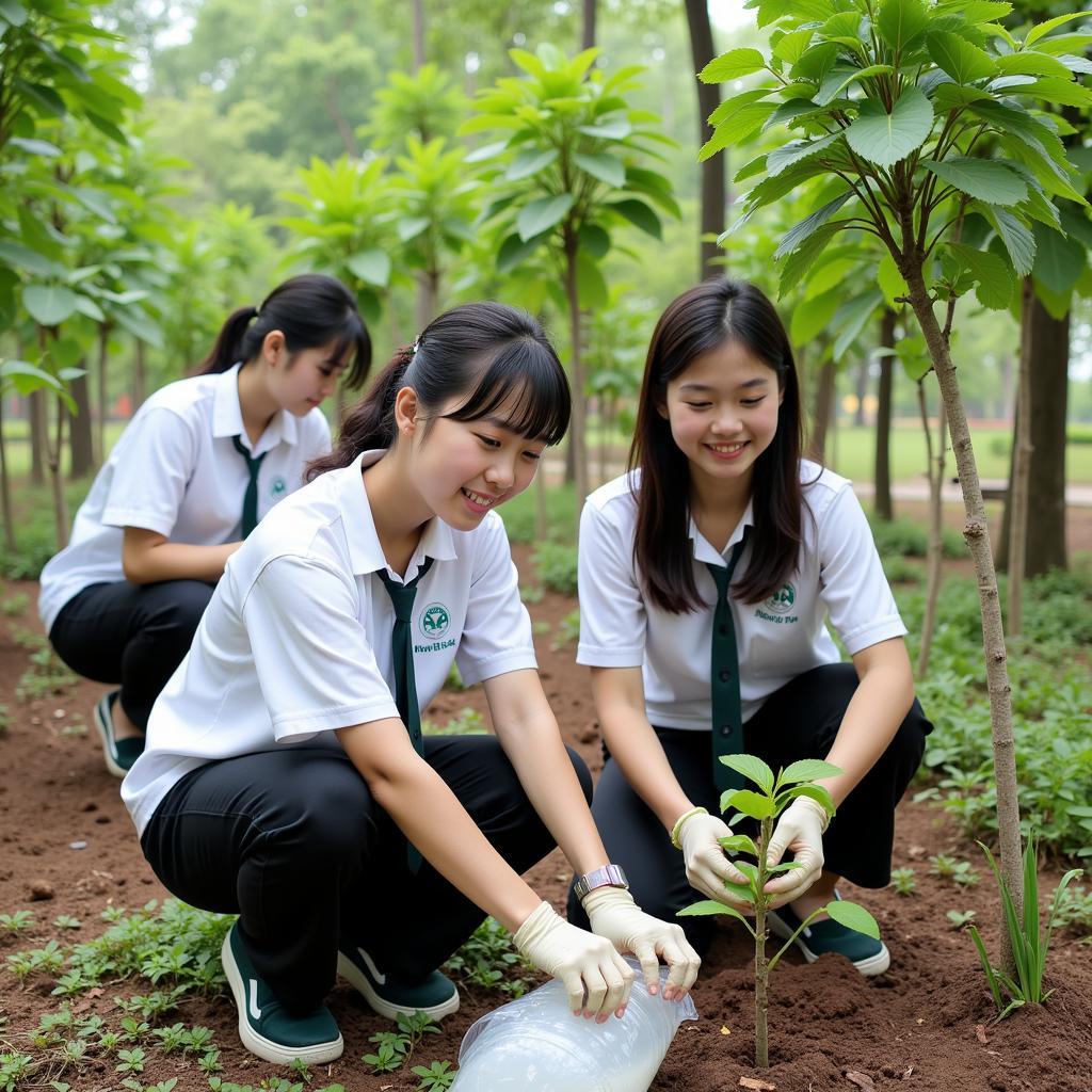 Học sinh THPT Gia Định tham gia hoạt động bảo vệ môi trường