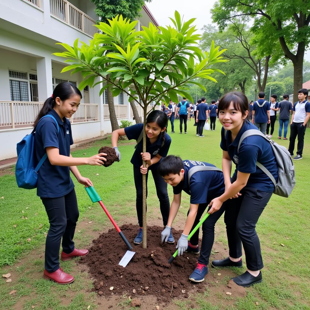 Học sinh THPT Gia Định tham gia hoạt động bảo vệ môi trường