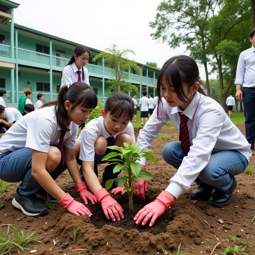 Học sinh THPT Gia Định tham gia trồng cây