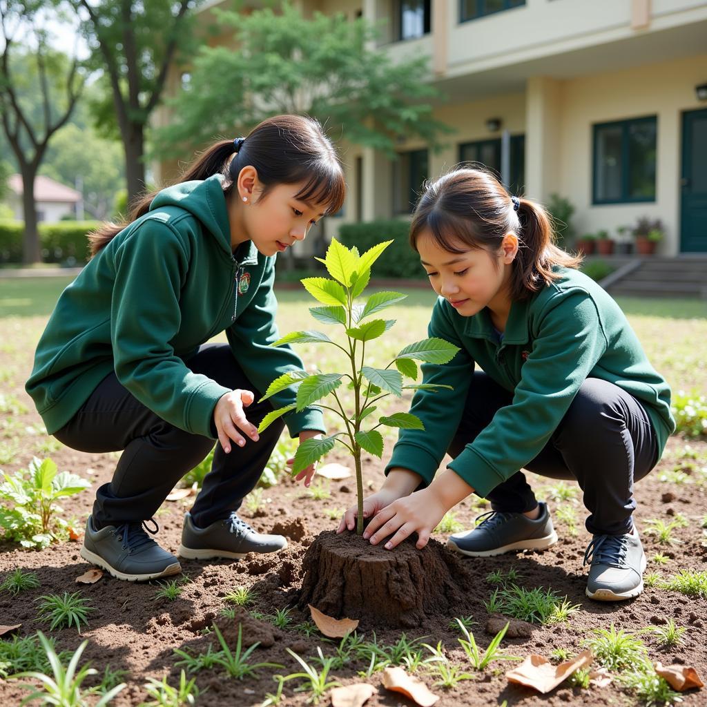 Học sinh THPT Gia Định trồng cây