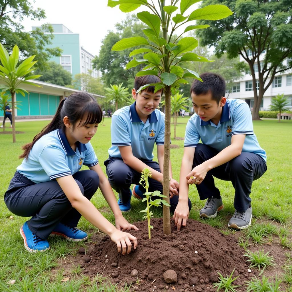 Học sinh THPT Gia Định trồng cây xanh