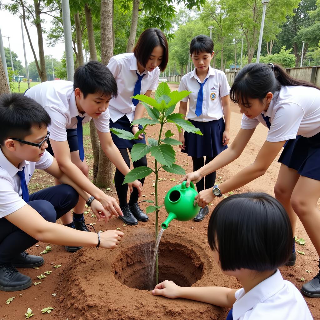 Học sinh THPT Gia Định trồng cây xanh