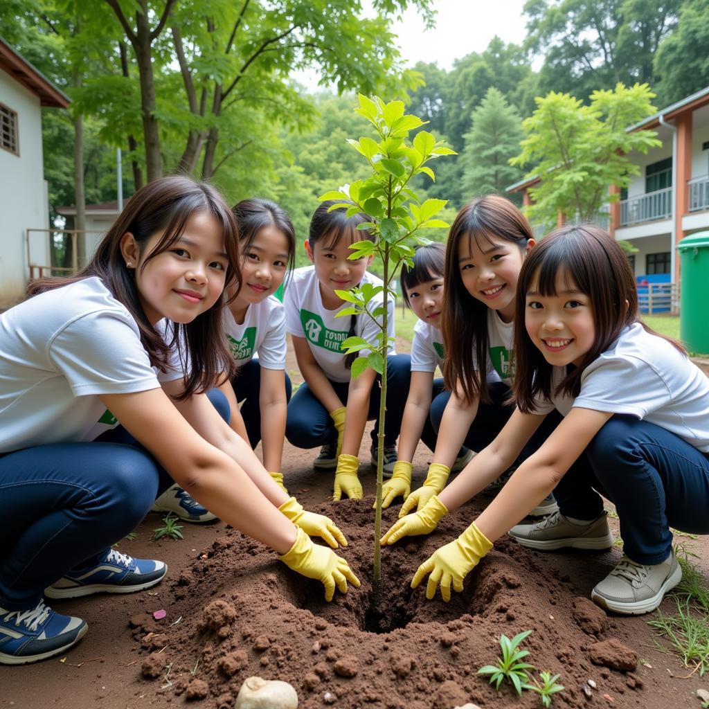 Học sinh THPT Gia Định trồng cây xanh