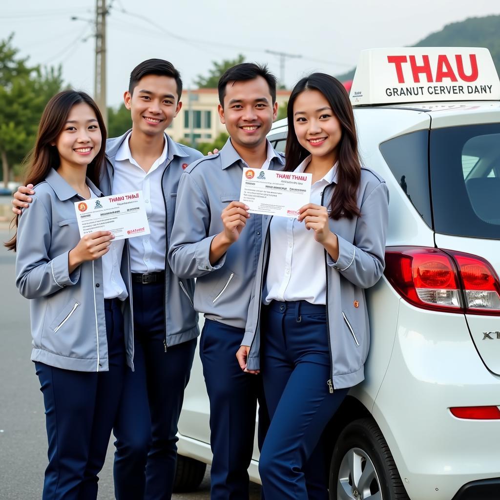 Học viên tự tin sau khóa học lái xe tại trường dạy lái xe quân khu 7 Thành Thái