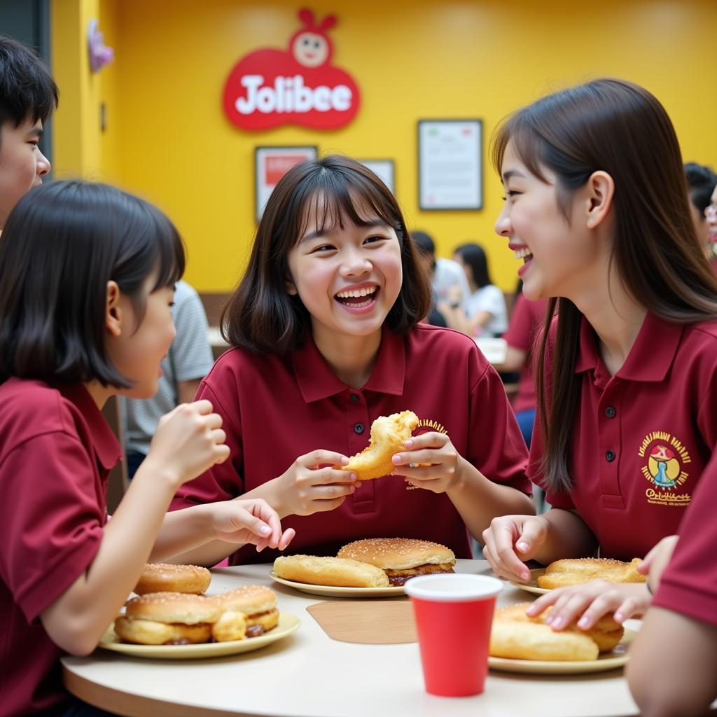 Học sinh THPT Gia Định thưởng thức Jollibee.