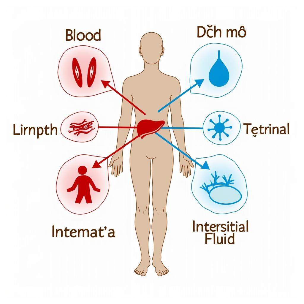 Mô tả máu, dịch mô và bạch huyết trong môi trường bên trong cơ thể