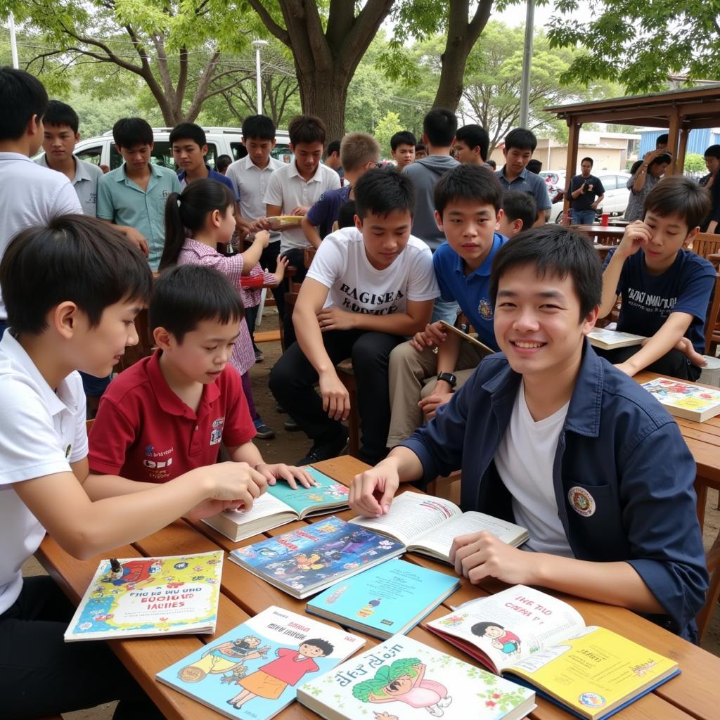 Nguyễn Trường Thành cùng các bạn thực hiện dự án "Sách Cho Em"