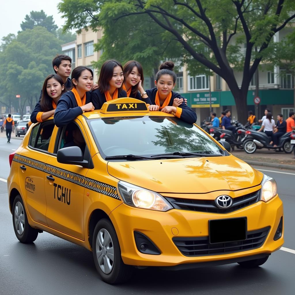 Taxi Xuân Trường đưa học sinh THPT Gia Định đi thi đại học