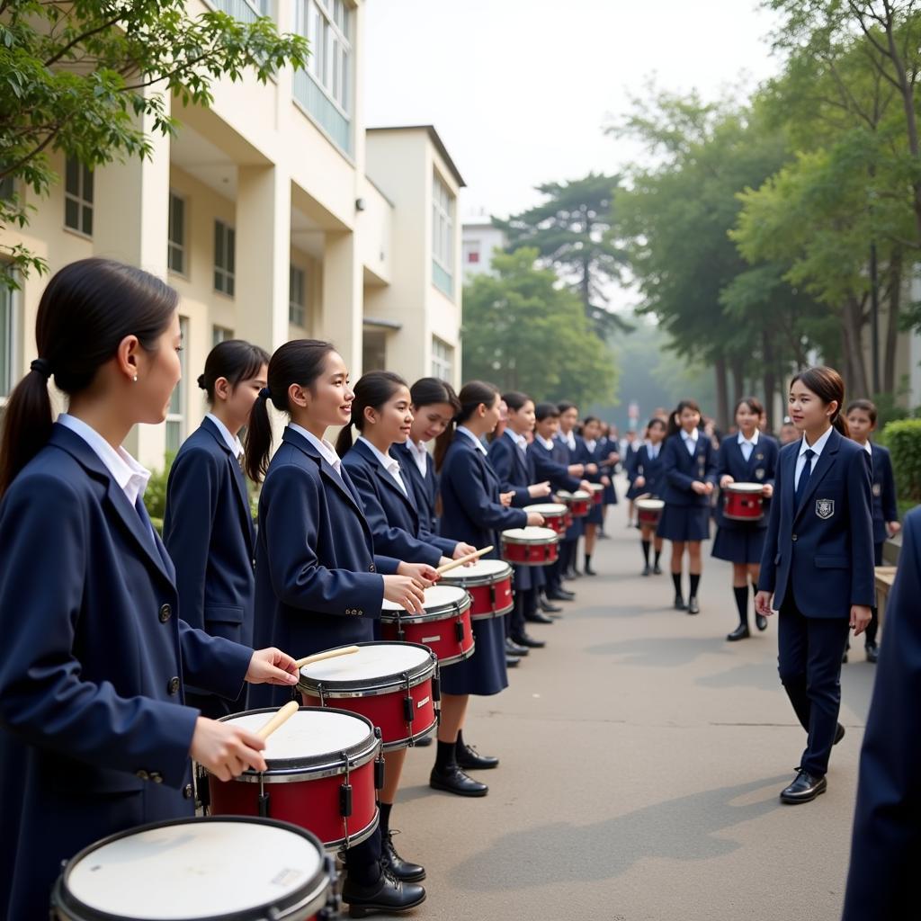 Tiếng trống trường vang lên tại THPT Gia Định, báo hiệu một ngày học tập mới bắt đầu.