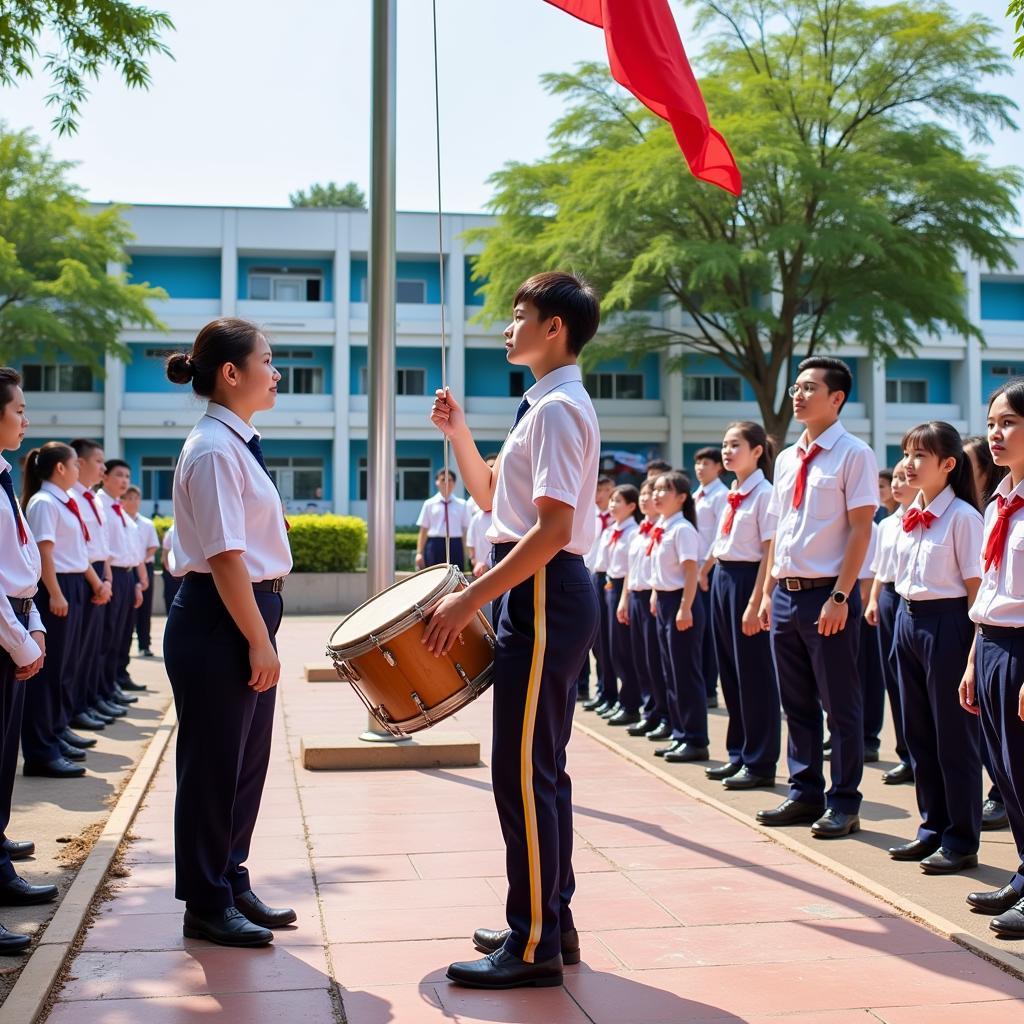 Tiếng trống trường THPT Gia Định buổi chào cờ