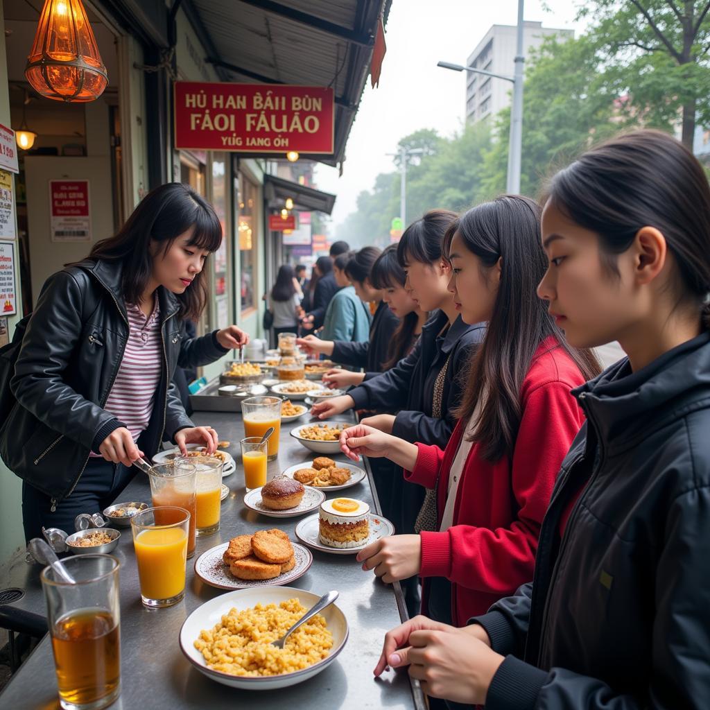 Gánh xôi sườn cay Trường Chinh vào buổi sáng tấp nập học sinh.