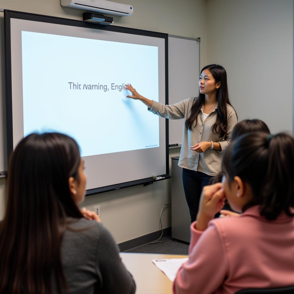 Cô Nhung dạy tiếng Anh trường AMS tại lớp học