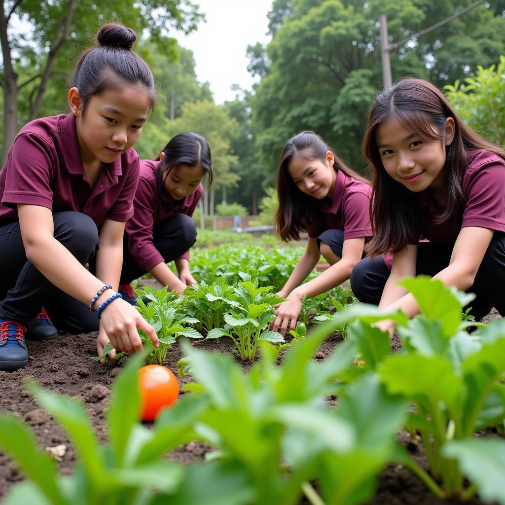 Gia Dinh High School Students Practicing Environmental Protection