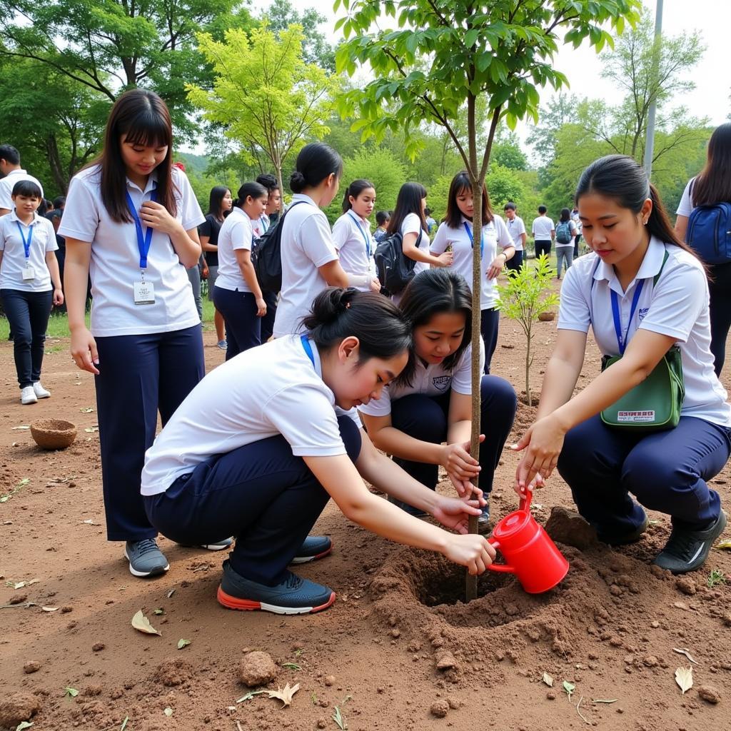 Hoạt động trồng cây xanh tại THPT Gia Định