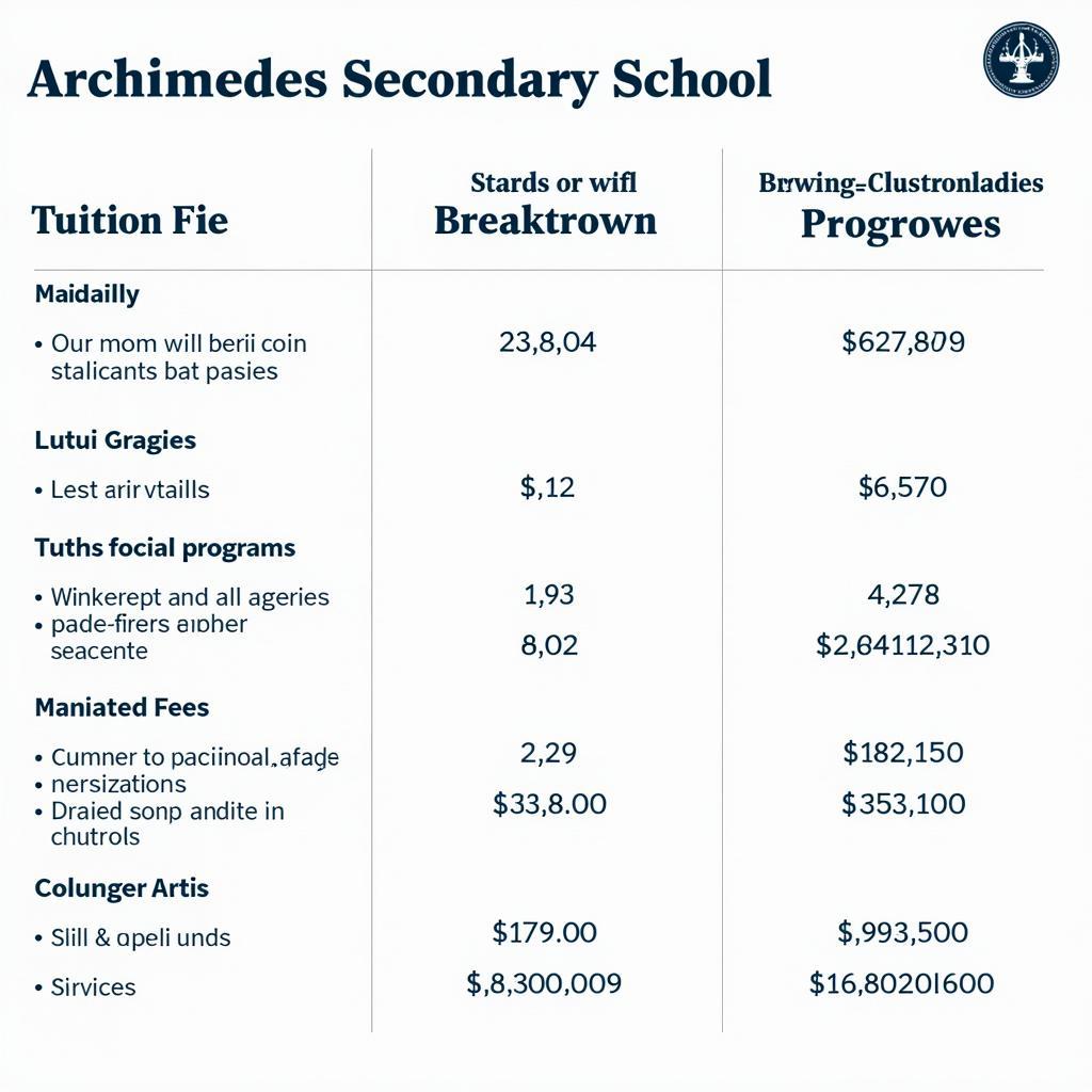 Học phí trường Archimedes cấp 2 chi tiết