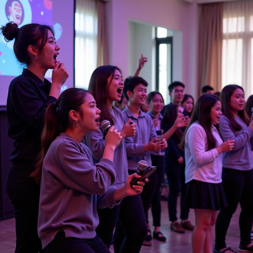 Học sinh Gia Định hát karaoke Lam Trường