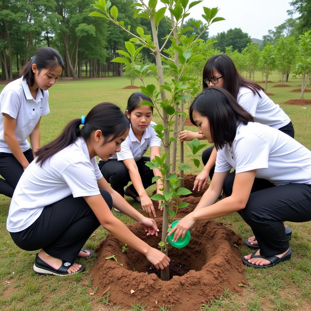 Học sinh THPT Gia Định trồng cây