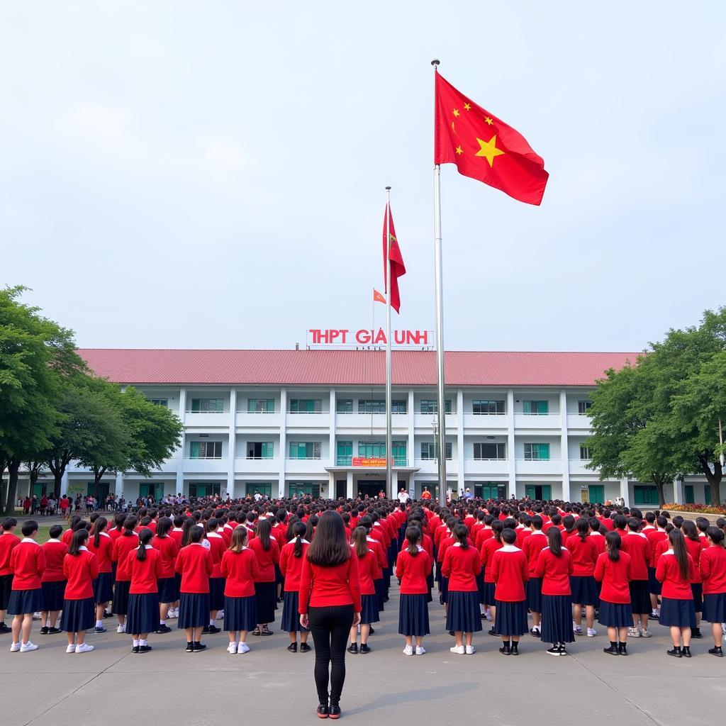 Lễ chào cờ tại THPT Gia Định