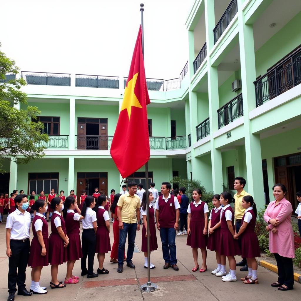 Lễ chào cờ tại trường trung học cơ sở Dịch Vọng