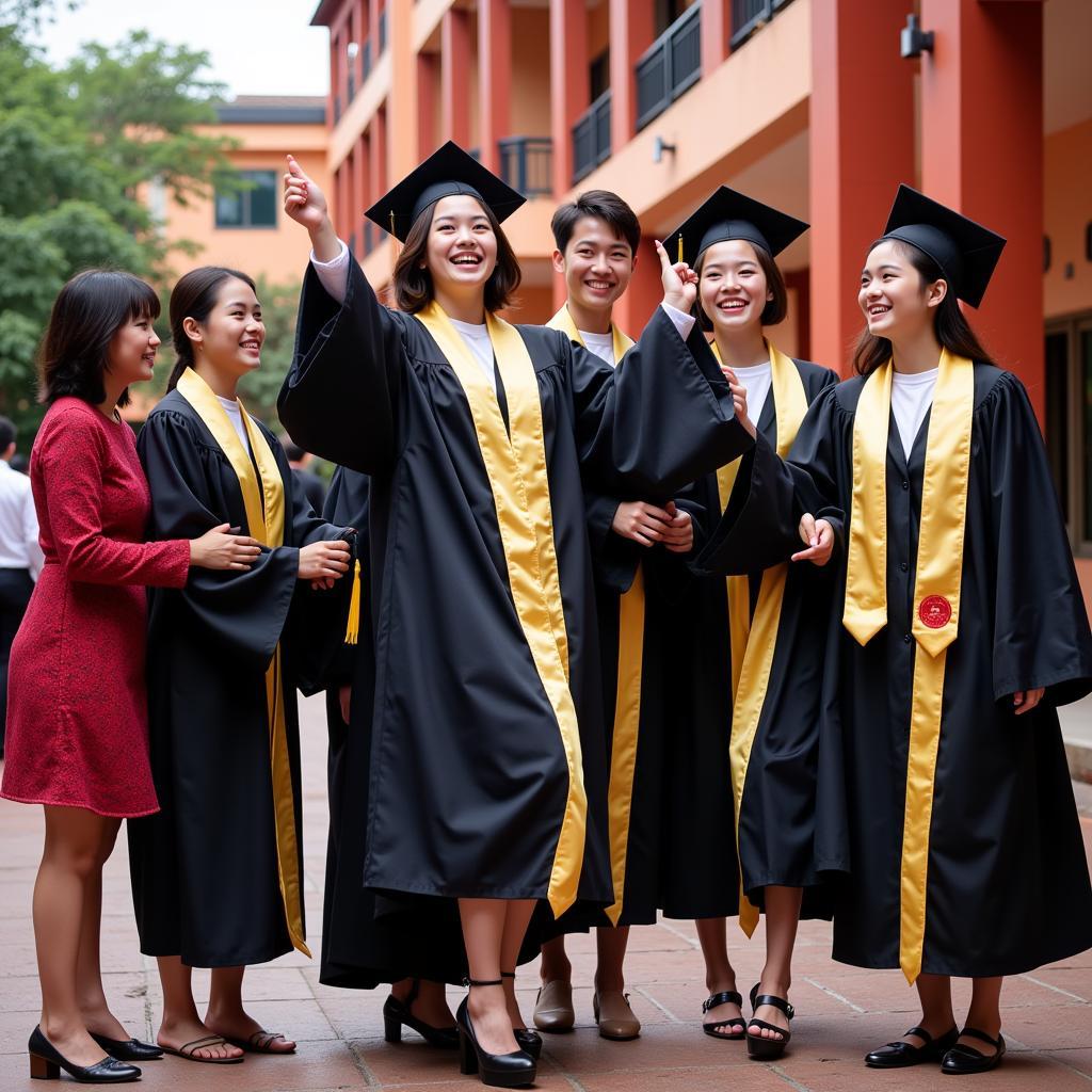 Graduation ceremony at Phan Van Tri High School, Giong Trom