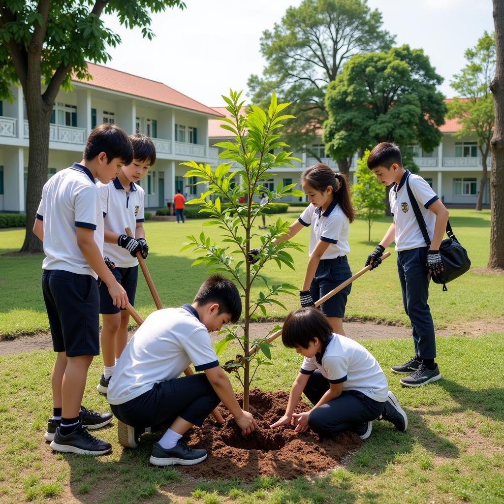 Học sinh THPT Gia Định trồng cây xanh