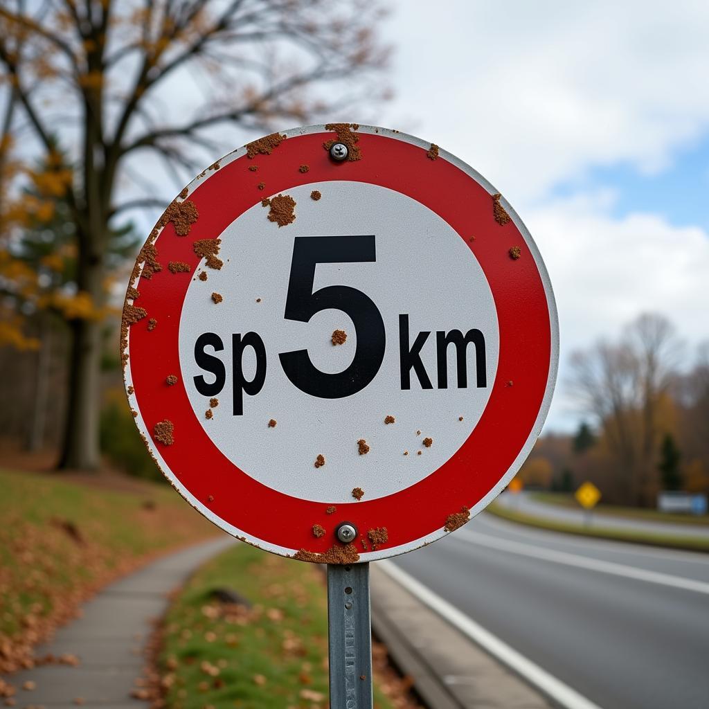 Biển báo hạn chế tốc độ 5km/h tại công trường