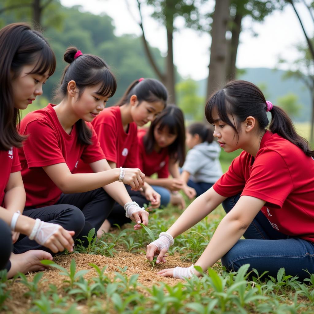 Giá trị cốt lõi của THPT Gia Định: Học sinh tham gia hoạt động tình nguyện, thể hiện tinh thần trách nhiệm với cộng đồng.