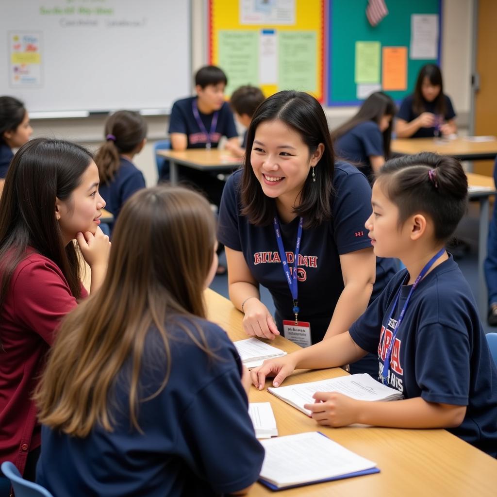 Teachers and students at Gia Dinh High School