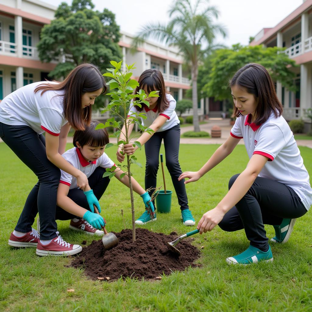 Học sinh tham gia bảo vệ môi trường