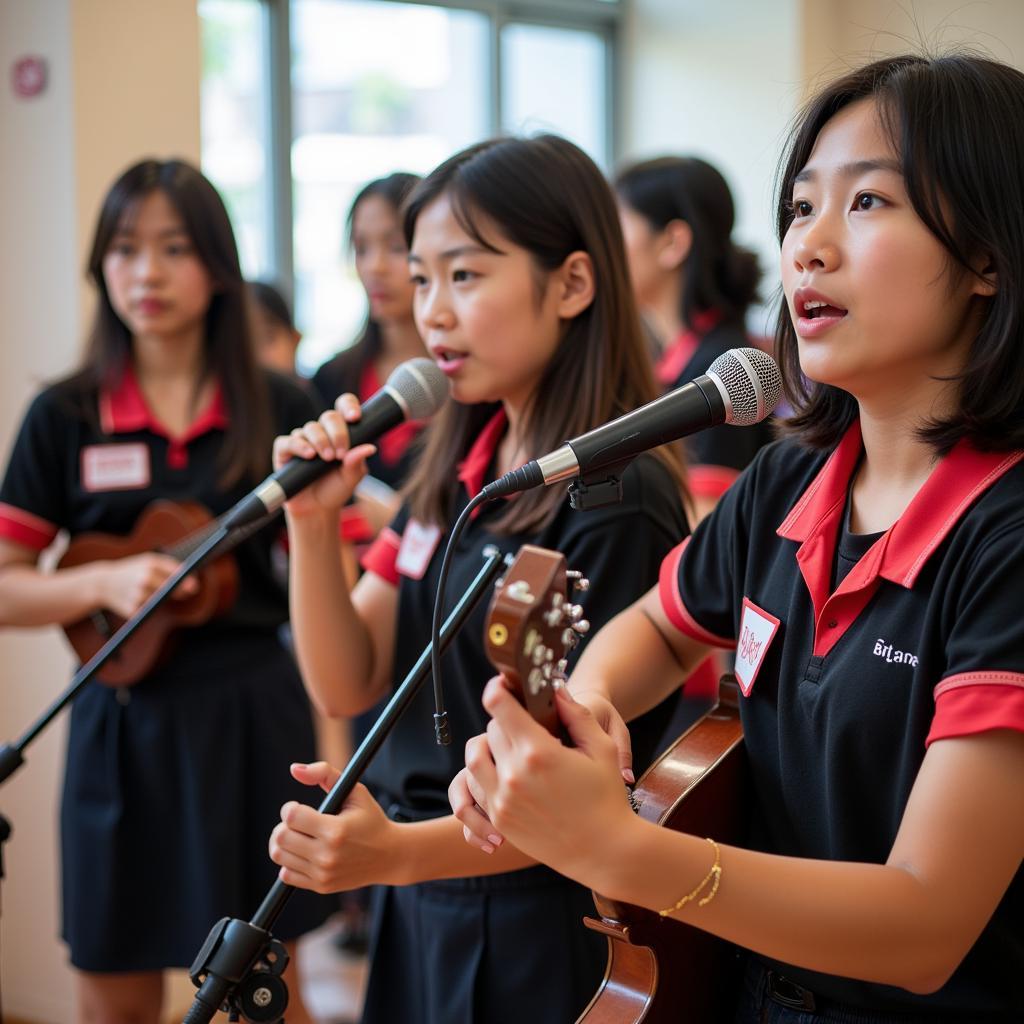 Học sinh THPT Gia Định thể hiện tài năng âm nhạc