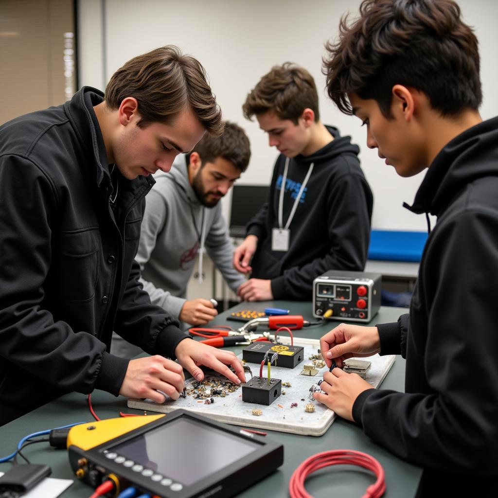 Students Practicing Electrical Work