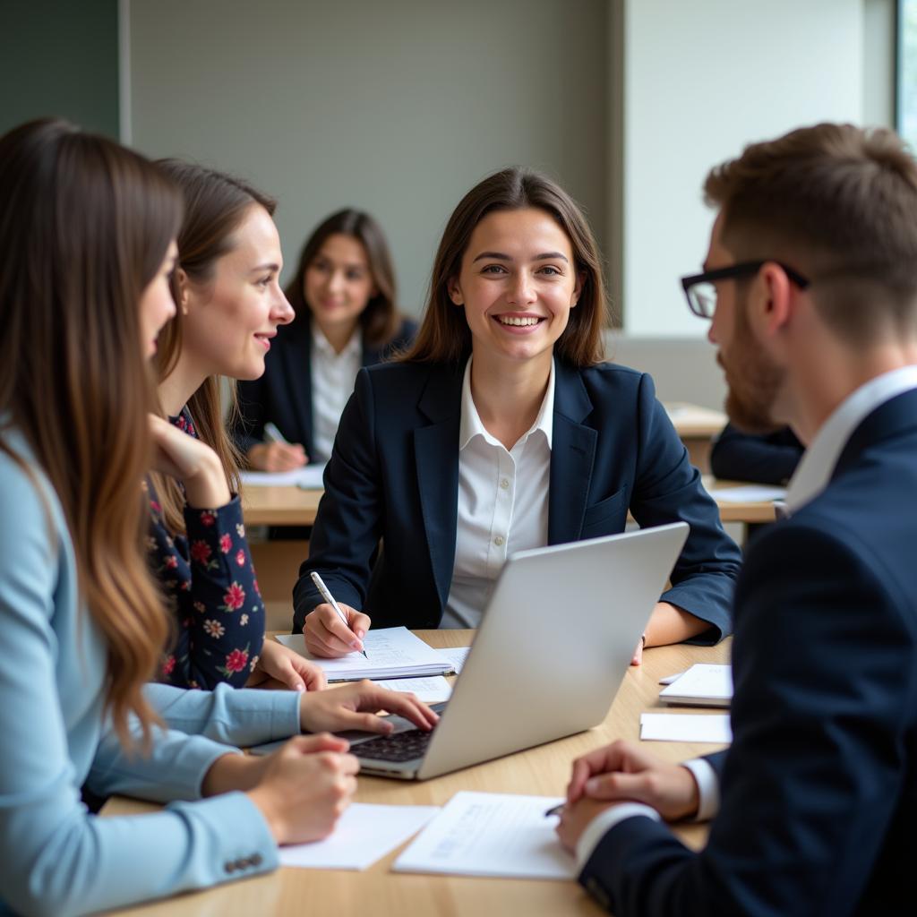 Van Lang University students actively participating in an internship program.